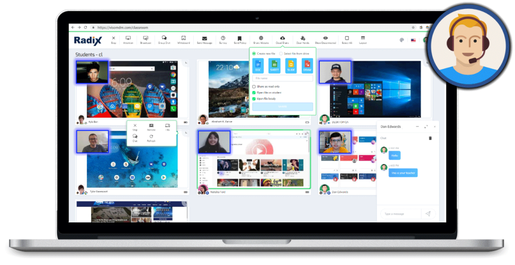 Classroom Educational Technology--TeacherView displaying students in class