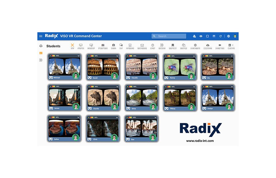 Thumbnails displaying various virtual reality scenes on a dashboard.