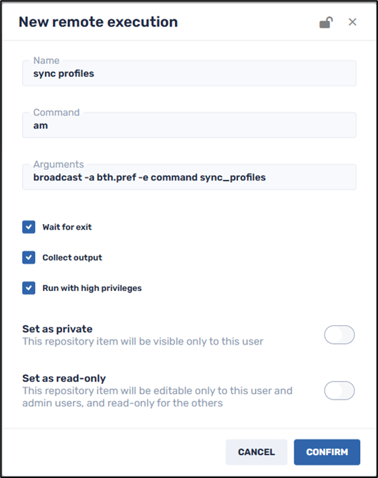 Remote Execute command to run a device profile
