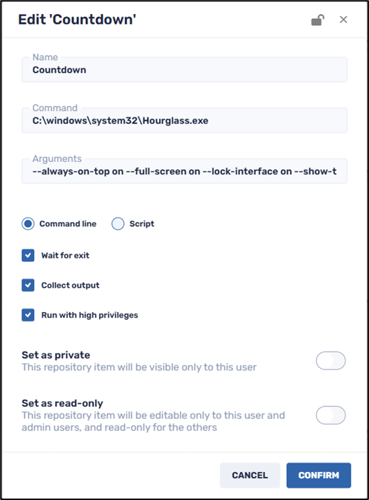 Remote Execute repository item