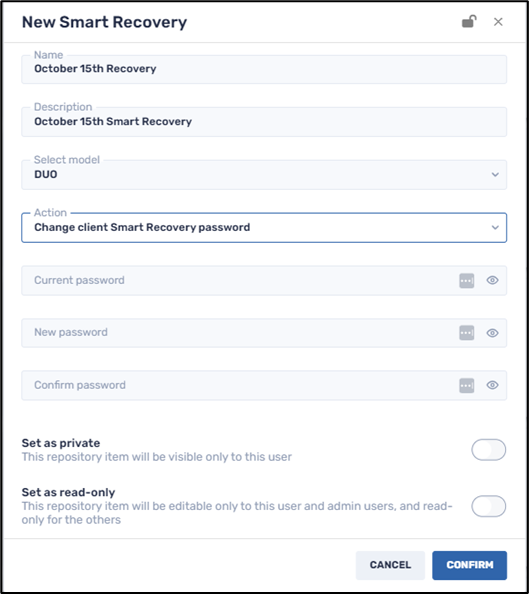 Smart Recovery Duo Command--set the client's password