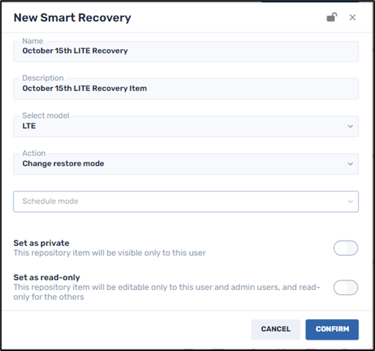 Smart Recovery LITE--Change Restore Mode