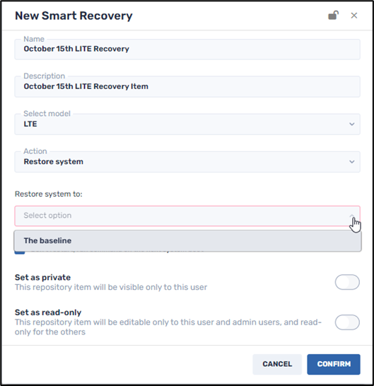 Smart Recovery LITE--restore to baseline state