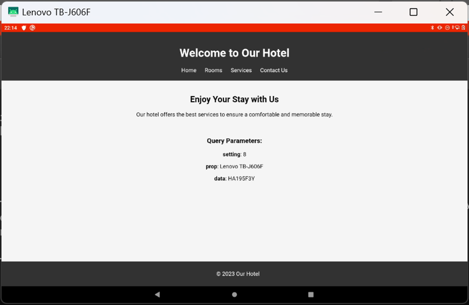 Advanced URL Parameter--Device Settings example