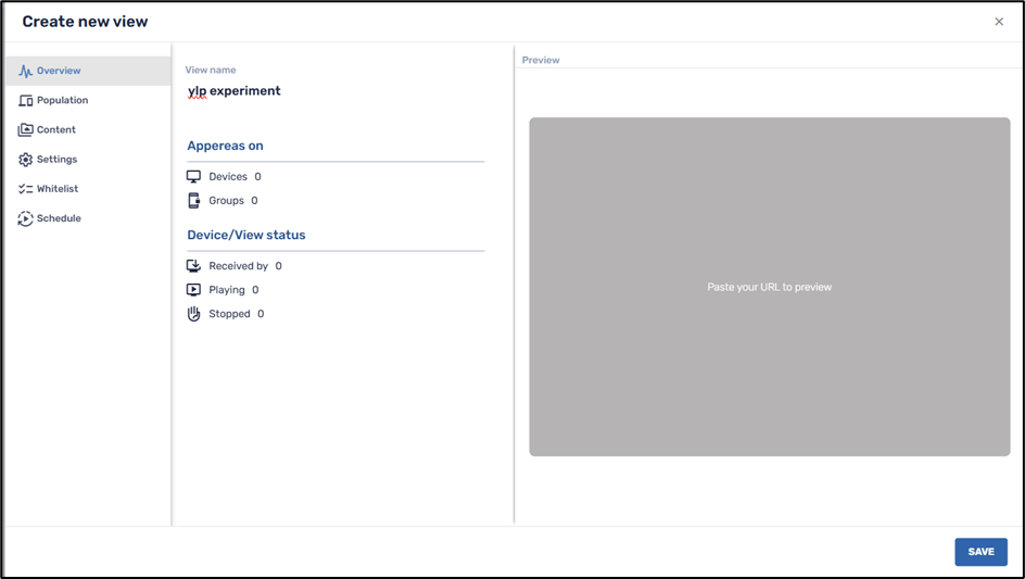 Overview tab in Views Console