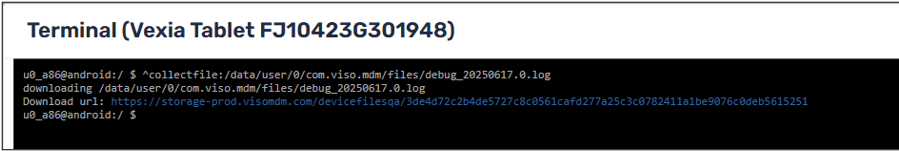 Terminal command to collect a log file
